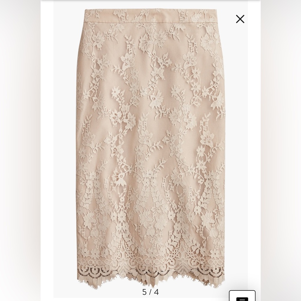 NWoT Tall J.Crew Lace Pencil Skirt in Chantilly Lace